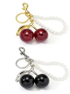 Creative Cherry Keychain, Pearl Chain Car Key Ring, Bag Charm, 1pc/2pcs, Stylish Accessory for Women, Unique Gift Idea
