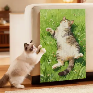 Self Adhesive Cat Scratching Mat for Indoor Cats, Cat Scratch Pad for Sofa Couch and Furniture Protection, Wall Mounted Cat Scratching Board No Drill Installation, Claw Grinding Cat Climbing Mat Interactive Cat Toy