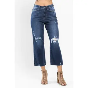 Judy Blue Crazy Cute Cropped Wide Leg Denim