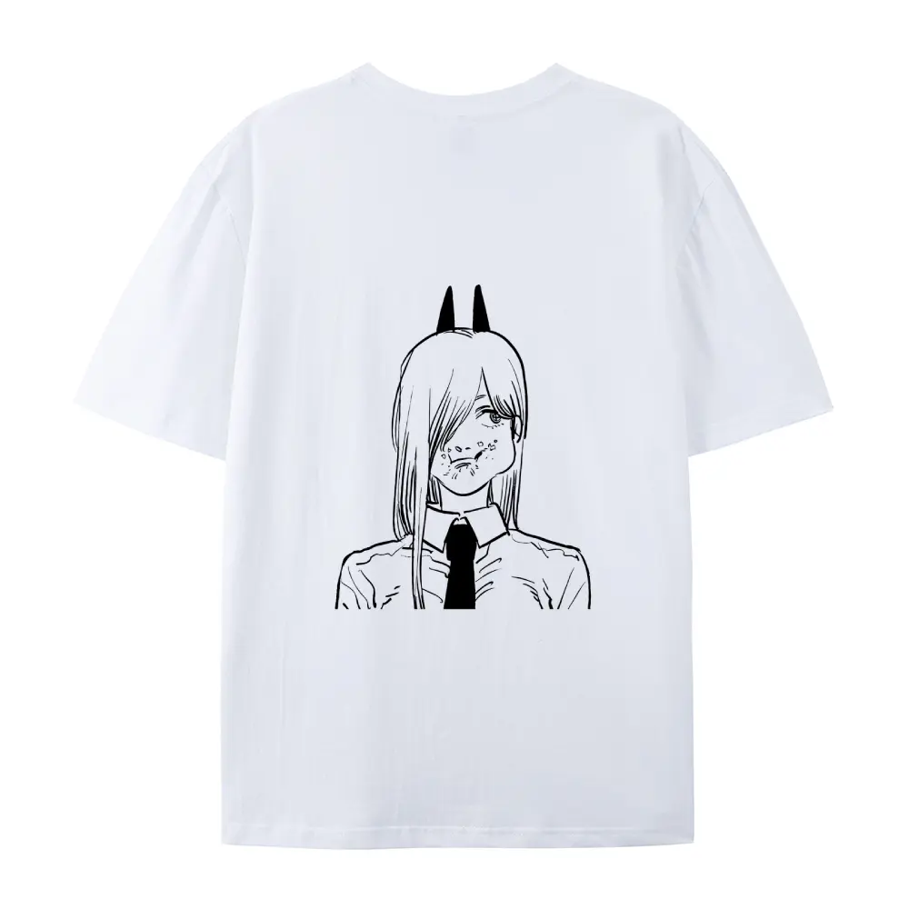 Power Pochita Eating CSM Menswear Unisex Short-Sleeve Chainsaw Man Retro Anime T-Shirt