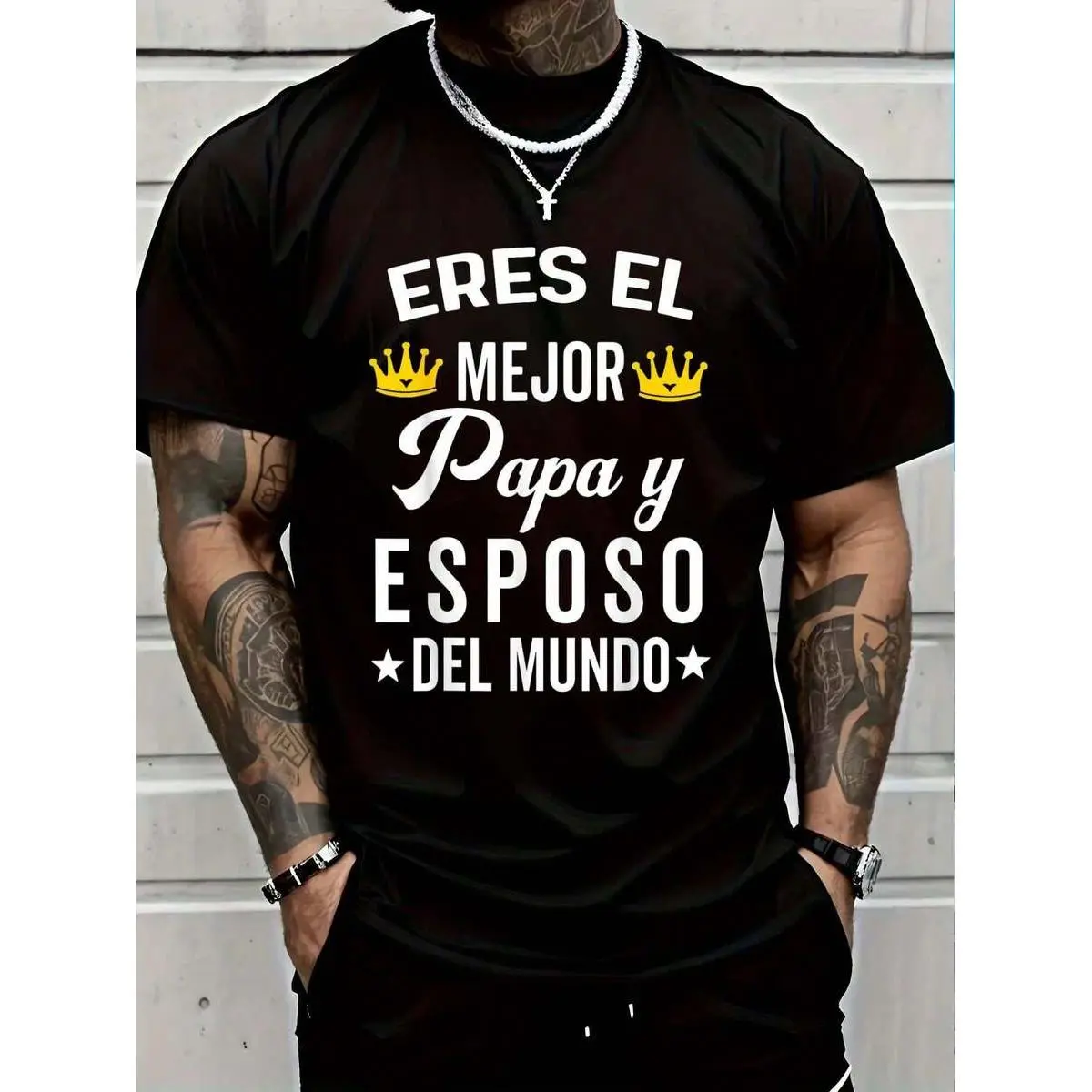 100% Cotton Round Neck Short-Sleeve Casual T-Shirt, Menswear Father's Day Gift, Best Husband Graphic Sports Top, Shortsleeve, Tshirt