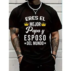 Cotton Regalos Para Papa Dia Del Padre Camiseta Mejor Esposo T-Shirt Short Sleeve T-Shirt Women's Men's Graphic Tee Causal Tops Women's Men Graphic Tee