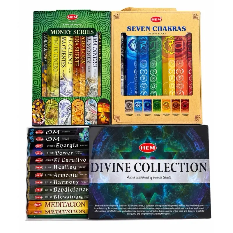 HEM Incense Gift Set - Money Incense Set - Chakra Incense Set - Devine Collection Set