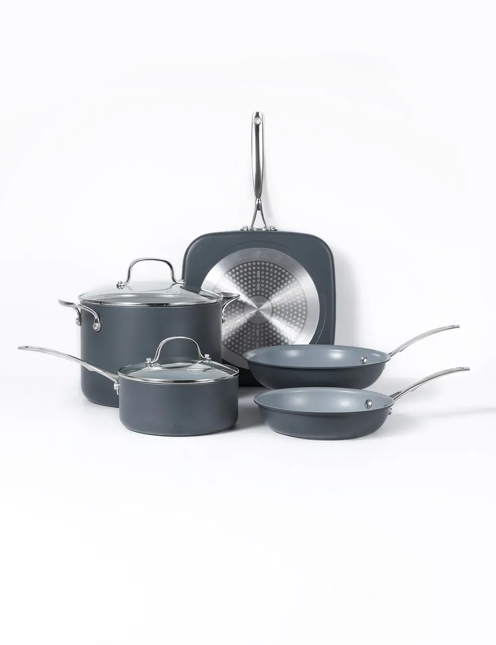 COMMERCIAL CHEF 7-Piece ECOPAN Hard Anodized Aluminum Cookware Set, Ceramic Non-Stick Non-Toxic Pots and Pans Set with Lids, Induction Kitchen Cooking Set, Oven & Dishwasher Safe, PFOA & PTFE Free