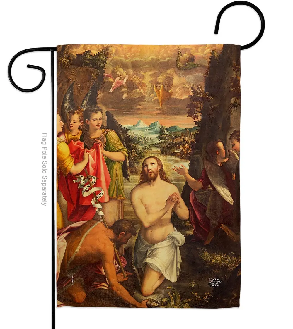13 x 18.5 in. Baptism of Christ Garden Flag with Religious Faith Double-Sided Decorative Vertical House Decoration Banner Yard Gift