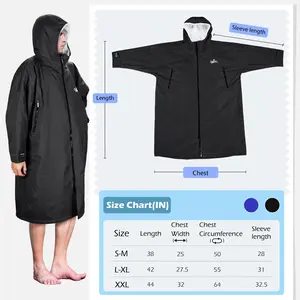 Catalonia Swim Parka for Men Women, Waterproof Surf Swimming Jacket, Warm Sherpa Lined Changing Poncho Robe
