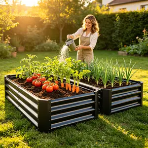 2 Pieces, Raised Garden Bed Outdoor, 6×3×1ft , Metal Raised Rectangle Planter Beds for Plants, Vegetables, and Flowers,outdoor