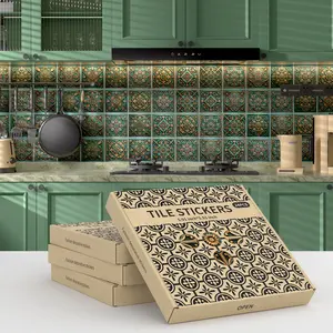 Kuujojo 48pcs Peel&Stick Vinyl Wall Tile Transfers Sticker 6x6inch Self Adhesive PVC Backsplash Tile Decals For Bathroom Kitchen Decor Decorative Wallpaper Ornaments