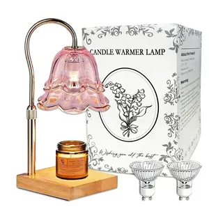 Fire Free Safe Gold Floral Candle Warmer Lamp with Timer and Height Adjustable, Ideal Home Fragrance Solution That Prioritizes Safety and Comfort