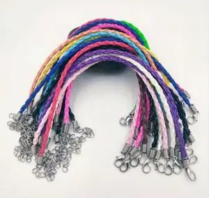 New 10pcs/lot Multicolor raided Leather Rope Bracelet Lobster clasp Bracelet For Women Men Jewelry Making Fast delivery