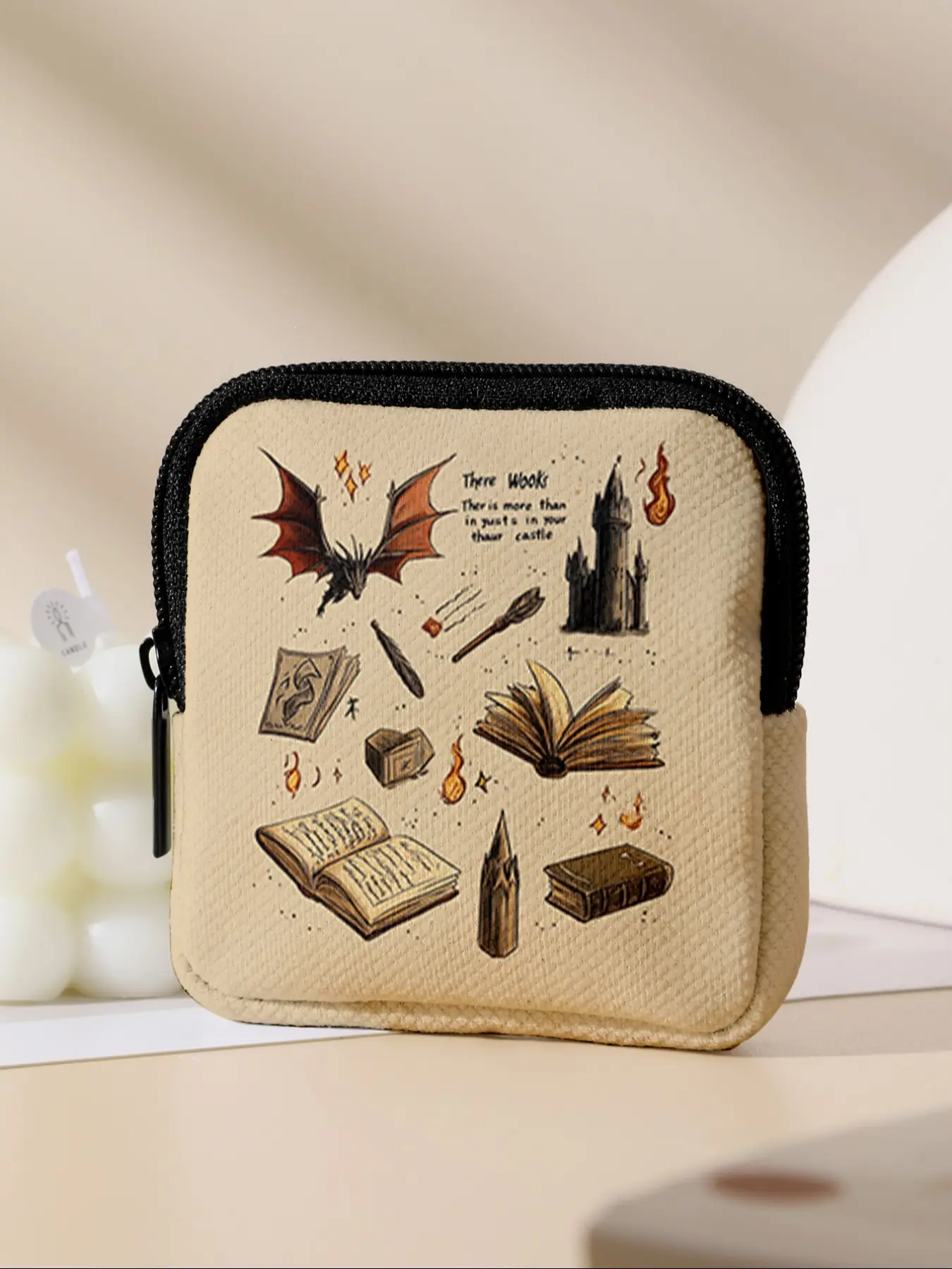 Dragon Pattern Printed Coin Wallet, Multifunctional Storage Bag, Durable Polyester, Digital Printing, Key Card Holder, Ideal Gift, Zip Wallet