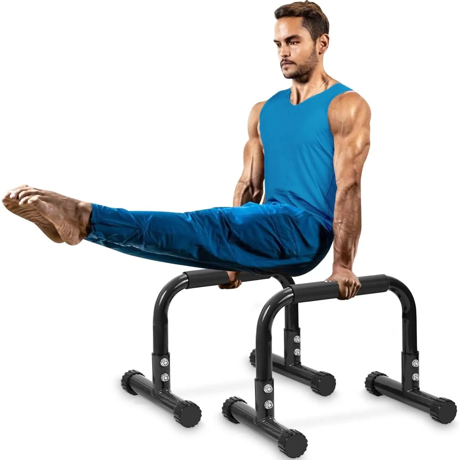 Push Up Bar, 12" High Parallettes Bars & Dip Bar With Full-Cover  Handles, No Wobbling Calisthenics Equipment For Handstand, L-Sit, Gymnastics, Strength   Gym