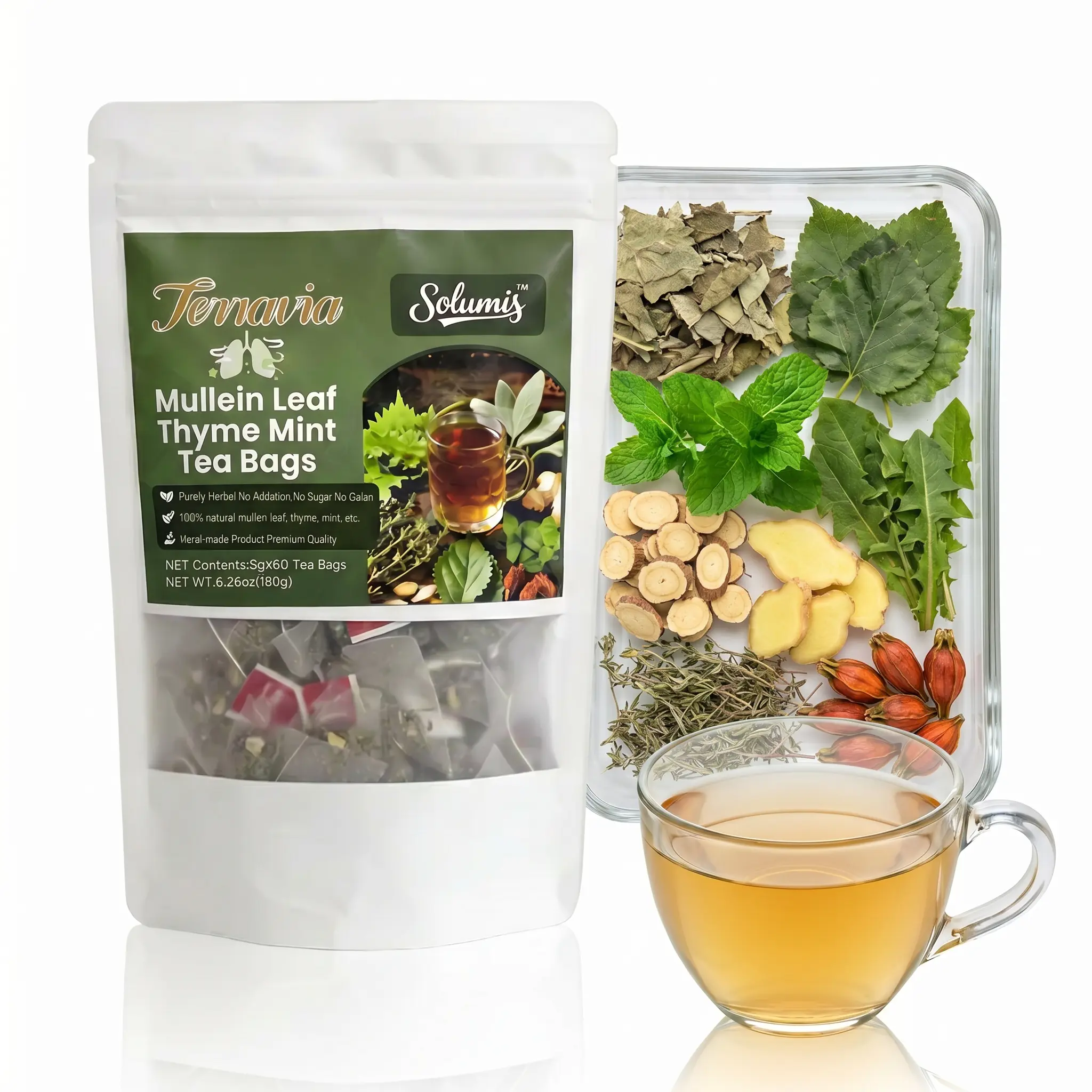 Lung Cleansing Herbal Tea Blended with 8 pure herbs such as Mint & Dandelion. Refreshing, soothing and cleansing for the respiratory system. Ideal for daily use, all-natural with no additives. 60 tea bags per pack.Better blends,Herbal Tea,teajunkie