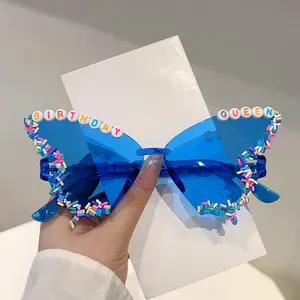 Butterfly Pearl Candy Party Sunglasses Sweet and Cute Happy Birthday Photo Decoration Sunglasses