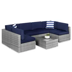 Best Choice Products 7-Piece Outdoor Modular Patio Conversation Furniture, Wicker Sectional Set