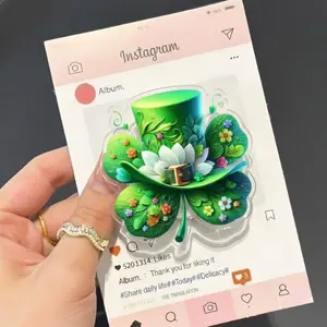 Lucky Green Leprechaun Hat Clover Phone Grip St Patricks Day Floral Shamrock Aesthetic Magnetic Stand Cute iPhone Accessory Gift