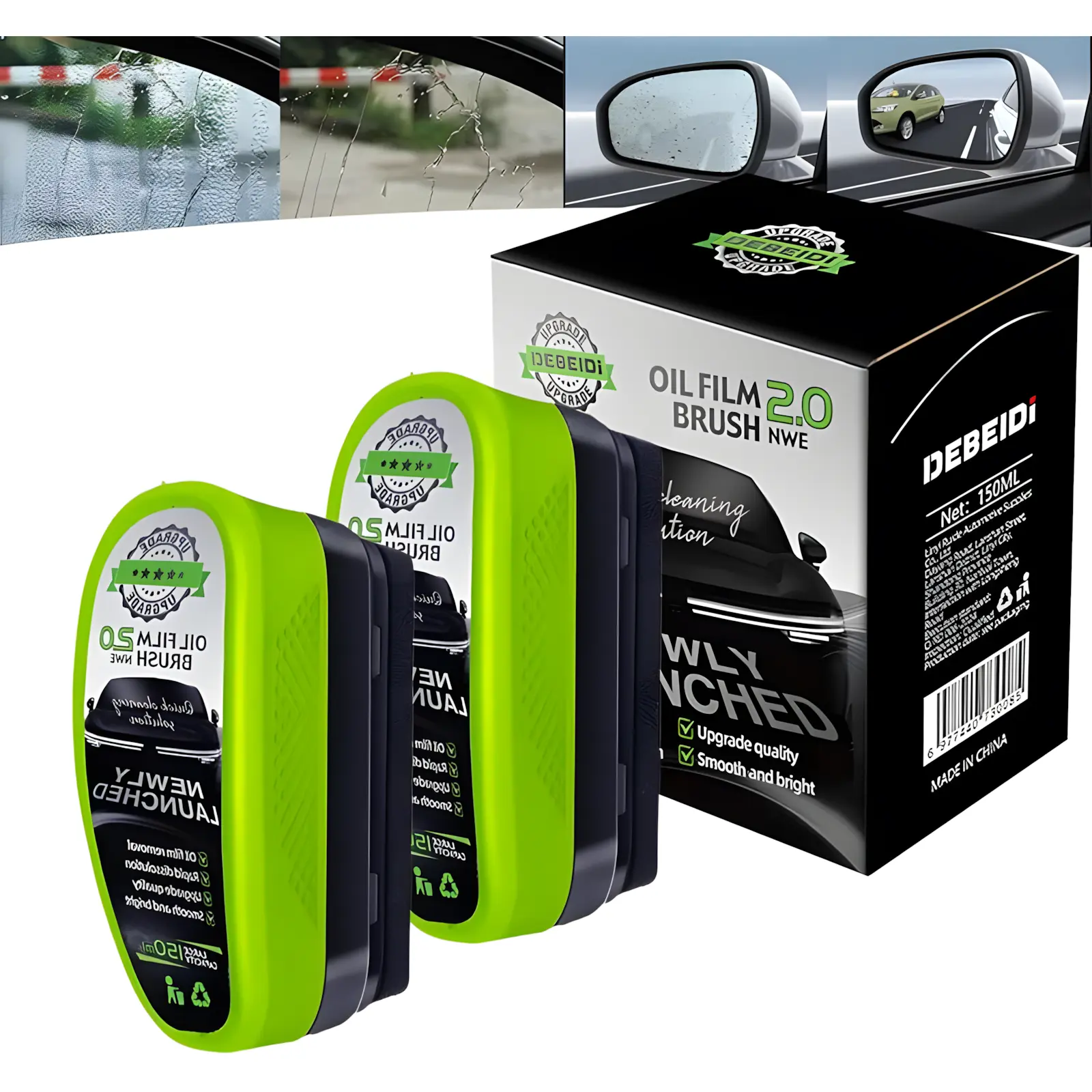 Upgrade 2.0 Oil Film Cleaning Brush Kit - Upgraded Windshield Cleaner, Streak-Free Glass Care for Cars & Trucks, Oil Film Cleaning Brush, Glass Cleaning Tool,car essentials