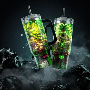 Broly LSSJ Stainless Steel Insulated Travel Dragon Tumbler With Straw | 20oz 40oz Legendary Super Saiyan Power Edition Dballz fans