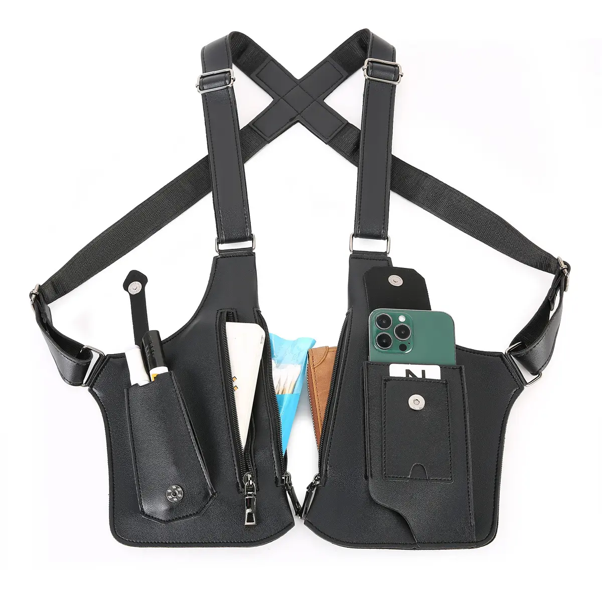 Adjustable Double Shoulder Underarm Bag for Men, PU Leather Anti-Theft Concealed Holster Wallet, Outdoor Storage & Ideal Gift