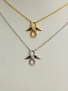 .925 Sterling Silver Infinity With Wings Necklaces