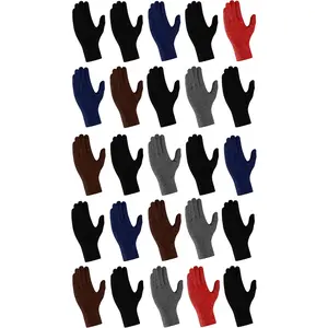 25 Pack Winter Gloves, Unisex Thermal Magic Glove Thick Knit Brushed Interior Bulk Bundle