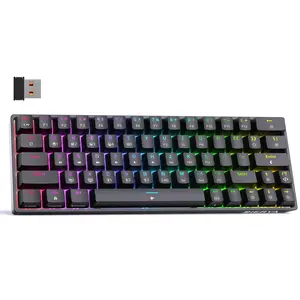 Dk63 60% Wireless Mechanical Gaming | Bluetooth/2.4g/wired Rgb Backlit Anti-ghosting Compact 63-keys Mini With Blue For Windows Laptop Pc Gamer Typist-black