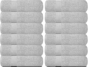 Resort Collection Soft Washcloth Face Body Towel Set 12X12 Inch 12 Pack Grey