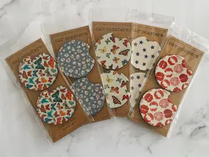 Cute Car Coasters, Set of 2, Cute Aesthetic Car Coasters, New Car Gift, Gifts for Her, Butterflies, Stars, and Kisses Tableware Thick