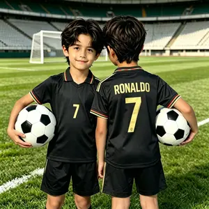 2026  Kids' Short-Sleeve and Shorts Soccer Kit Set – Casual Soccer Jersey