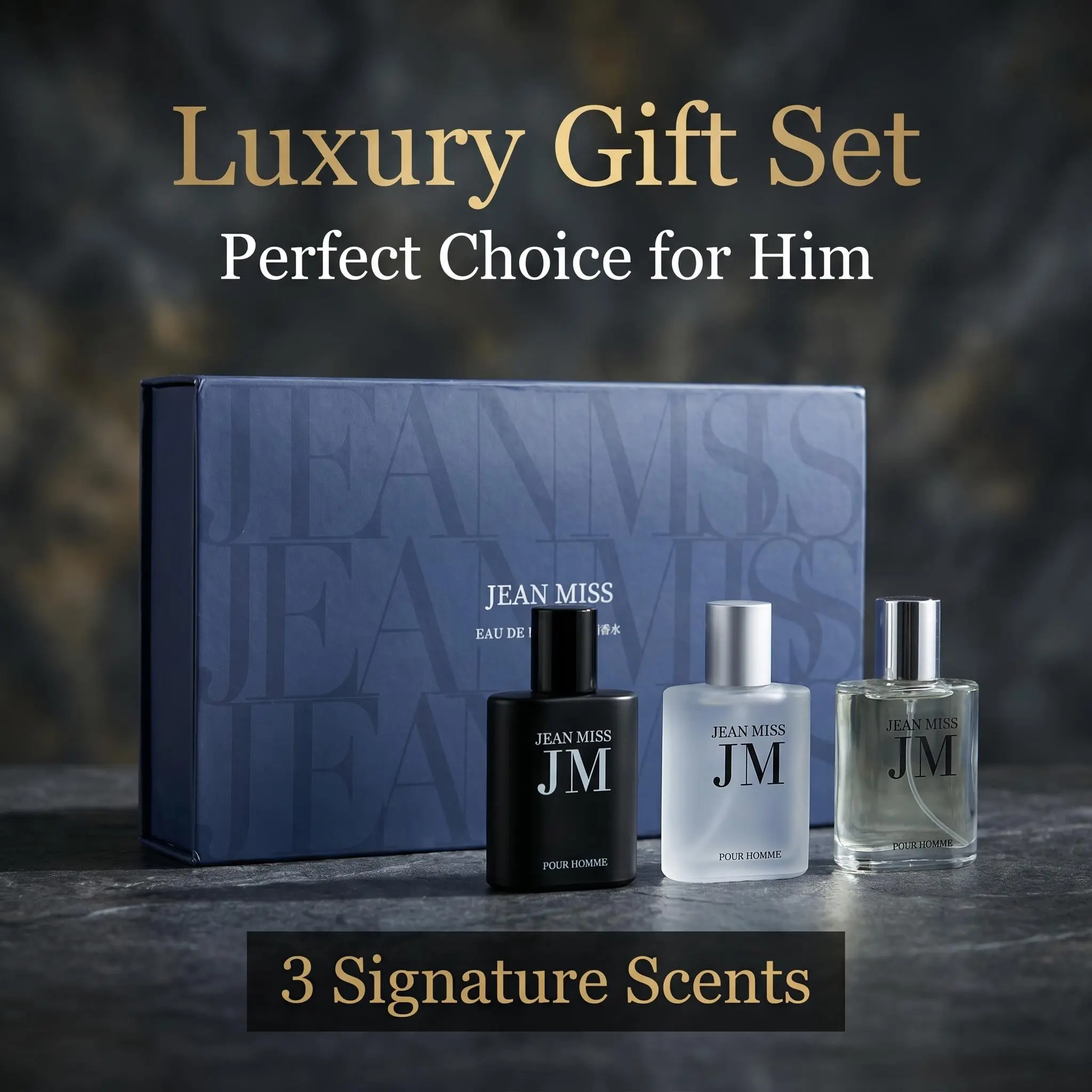 JEAN MISS 3x30ML, Men's 3 Counts Cologne Gift Set, Long Lasting Eau De Toilette Fragrance, Daily Use Scent for Men, Perfume Para Hombres, Vanilla Perfumes, Gift for Boyfriend & Father, Cologne Discovery Set, Summer Travel Perfume Set, curations