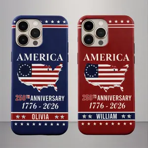 Personalized America 250th Anniversary Phone Case, Custom Name Patriotic USA Case, 1776–2026 Independence Celebration Cover