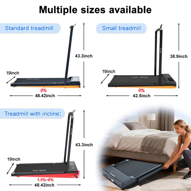 OVER SELF Walking pad Treadmill, 6.2MPH Portable Folding Treadmill with Handle Remote Control, Under Desk Treadmill Easy Storage Home Gym Fitness Equipment Workout Gear