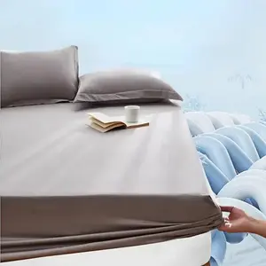 Solid Color Bedding Set, 3 Counts/set Including 1 Count Fitted Sheet & 2 Counts Pillowcase, Soft Comfortable Bedding Set for Home Bedroom