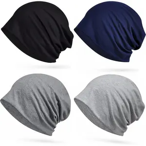 4Pcs Cotton Slouchy Beanie Hip-Hop Soft Lightweight Running Beanie Adult Skull Hats Cap for Men Women,Motorcycle Protective Gear Balaclavas Beanies