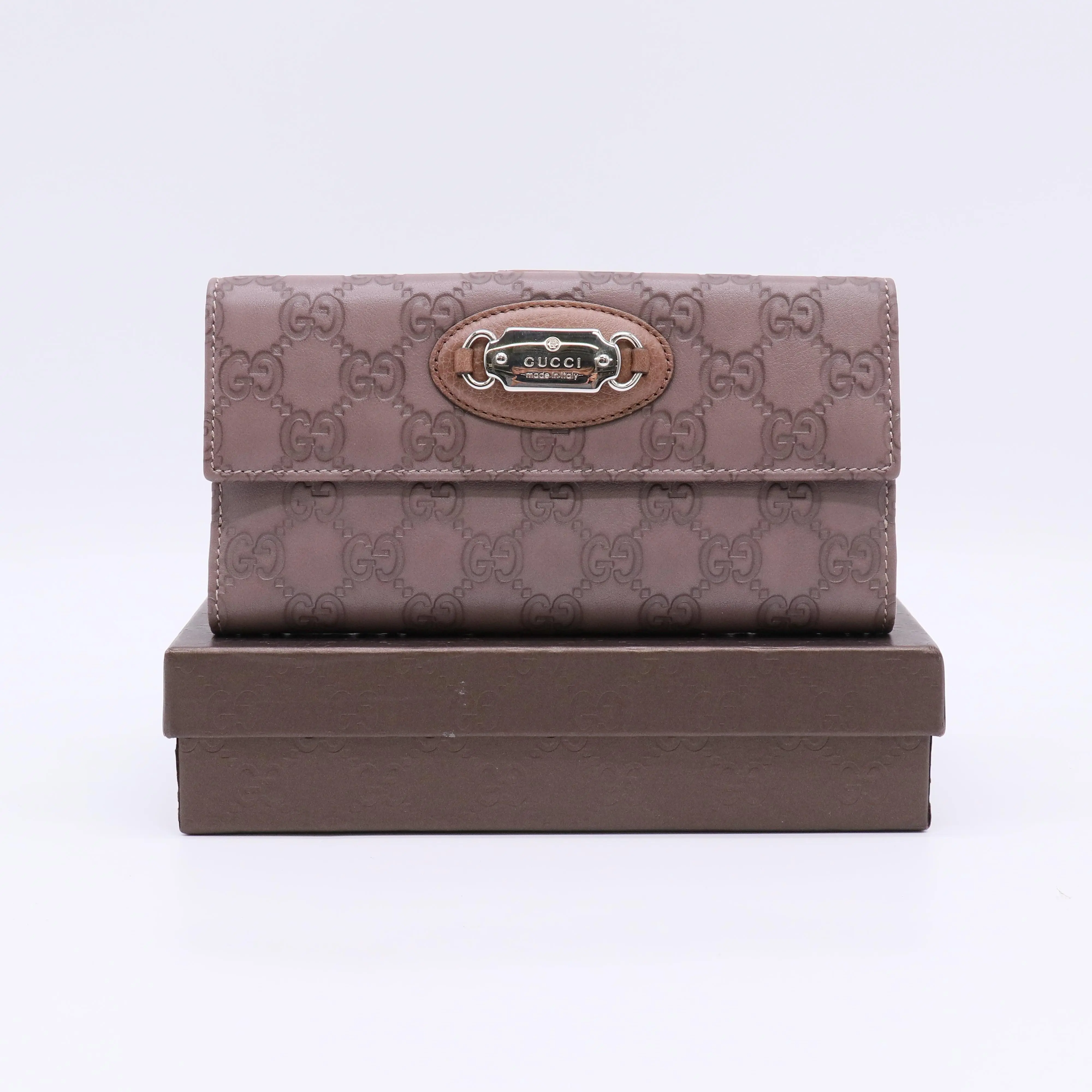 Pre-owned GUCCI Leather Small Leather Goods Purple Guccissima Flap Continental Wallet W22553