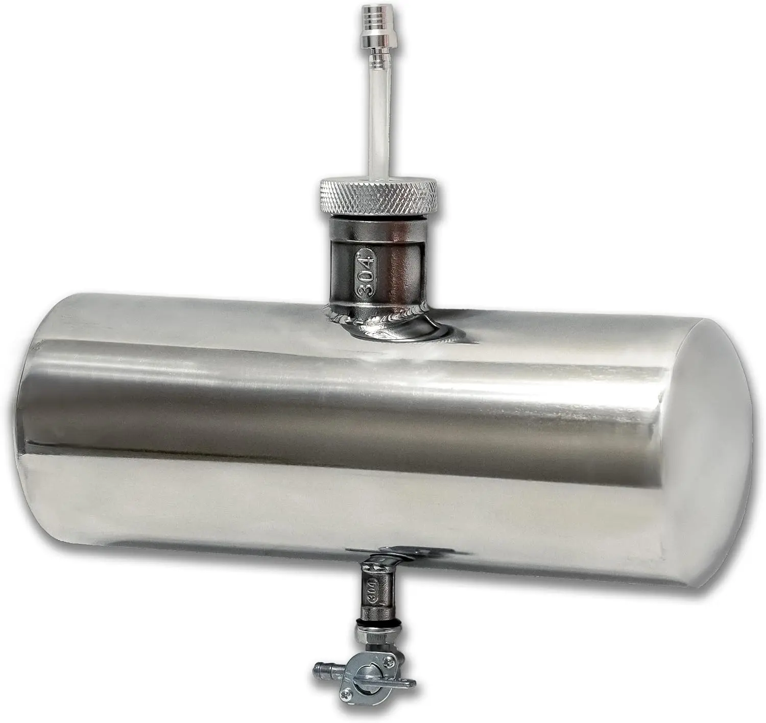 JMCHstore 1*304 Stainless Steel Mini Motorcycle Gas Tank (4x11 in) w/1*Vented Fuel Cap-Vent Tube for Coleman CT200U Mini Bike, Trailmaster, Baja, Massimo Dirt Gas Bike & Go Kart Parts