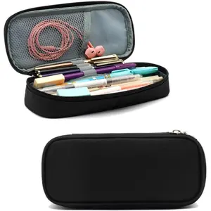 Pencil Case, Multi- Slot Pencil Pouch, Portable Pencil Bag, Pen Case for& Office(Black)