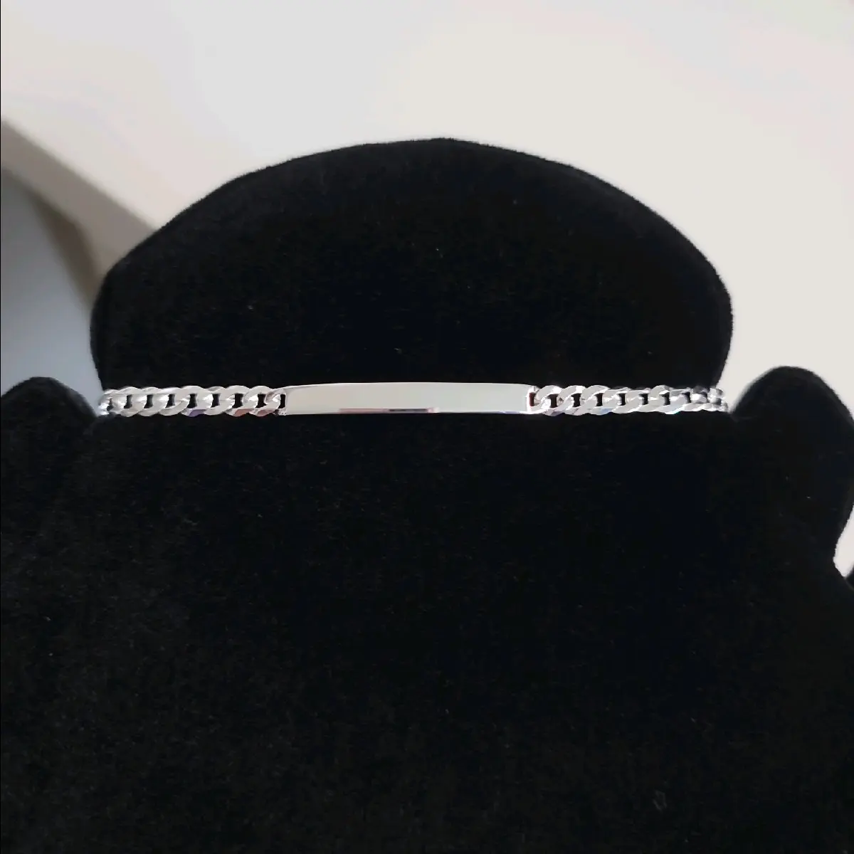 Silver 925 Engravable ID Super Flat Curb 120 Bracelet 4.5mm