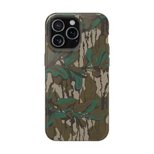 Mossy Oak Green Leaf Camo Case for iPhone 17 16 15 14 Pro Max Plus | Hunting Camouflage Tree Leaf MagSafe Shockproof Protective Heavy Duty Cover