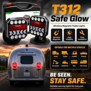 AgriEyes Halo Wireless Trailer Lights Kit (T312 /T327/ T28 / T033 / T212) – Magnetic Rechargeable LED Tow Lights with Strong Rubber-Coated Magnet, Stable 2.4GHz Signal, Full Tail / Brake / Turn Functions fathersdaygift