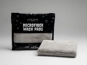 ELITE AUTO Car Care Microfiber Wash Pads 2 Pack Detailing Grade Ultra Soft 8"x6" 400 GSM Dual-Sided Reusable for Cars Bikes and Delicate Surfaces