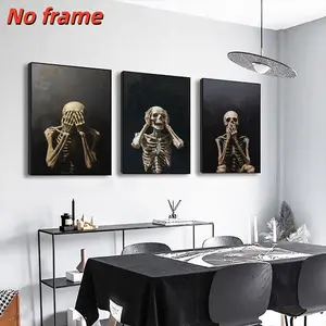 3 pieces of funny skeleton decoration canvas poster decoration, suitable for, room bedroom living room sofa background wall decoration, sofa background wall decoration, fram Canvas Prints