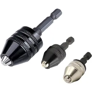Drill Bit Adapter with 1/4 Hex Shank - 3Pcs Small Drill Chuck Extension for Impact Driver (0.6-8mm,0.3-3.6mmX2)