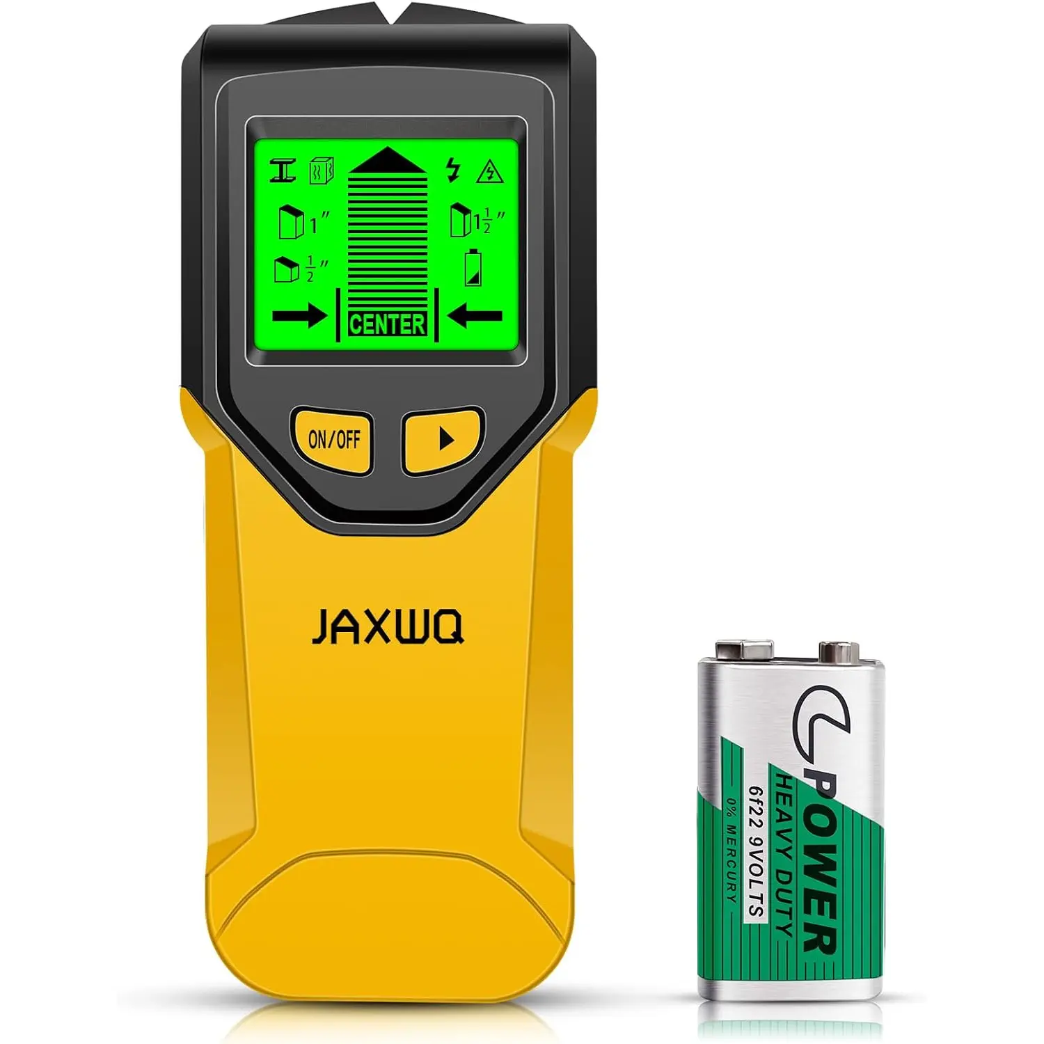 5-in-1 Stud Finder Wall Scanner with HD LCD Display, Wood Stud Center and Edge Detector for Walls, Joists, Metal, Pipes and Live AC Wires, Yellow