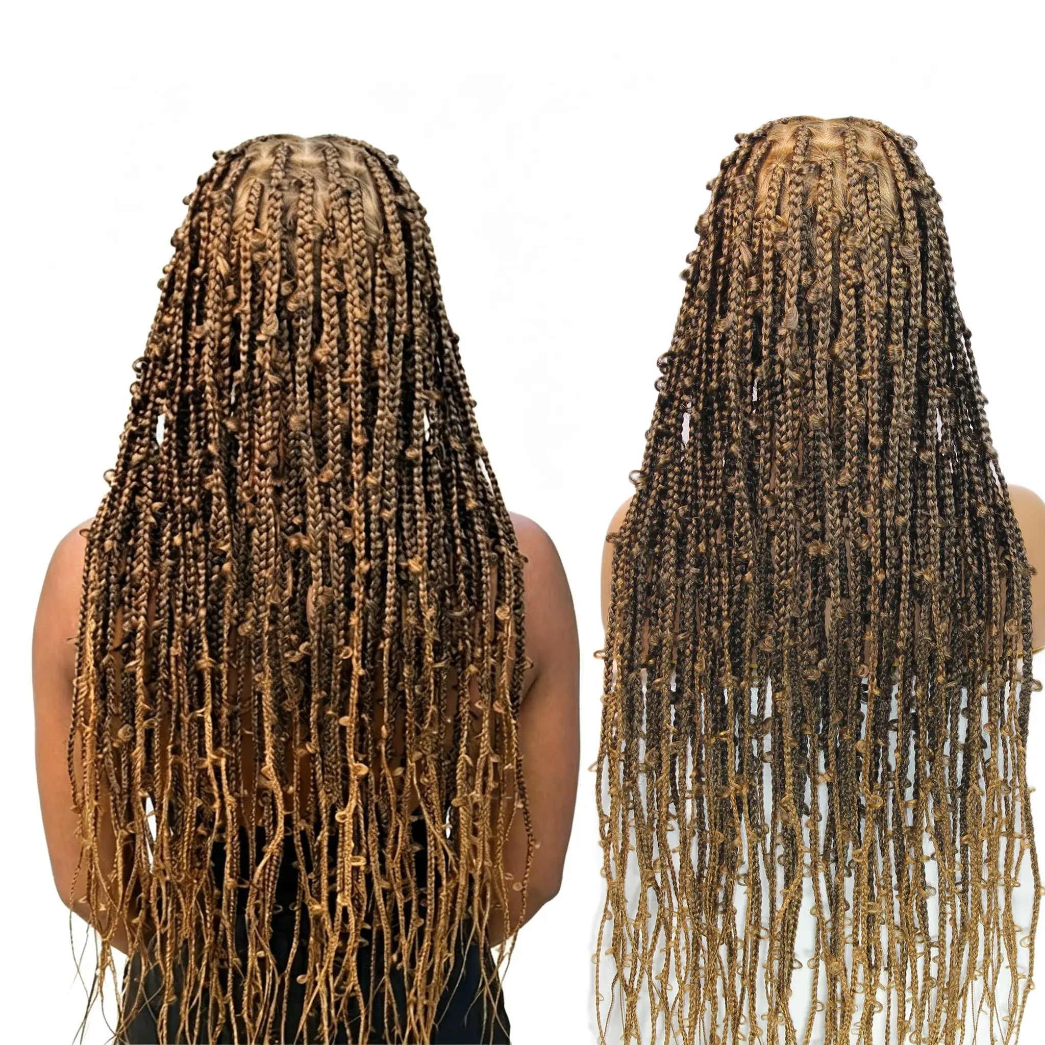 Synthetic Full Lace Cornrow Braided Wig Honey Blonde Butterfly Braided Wigs Ginger Brown Coloed Knotless Box Braided Wig for Black Women