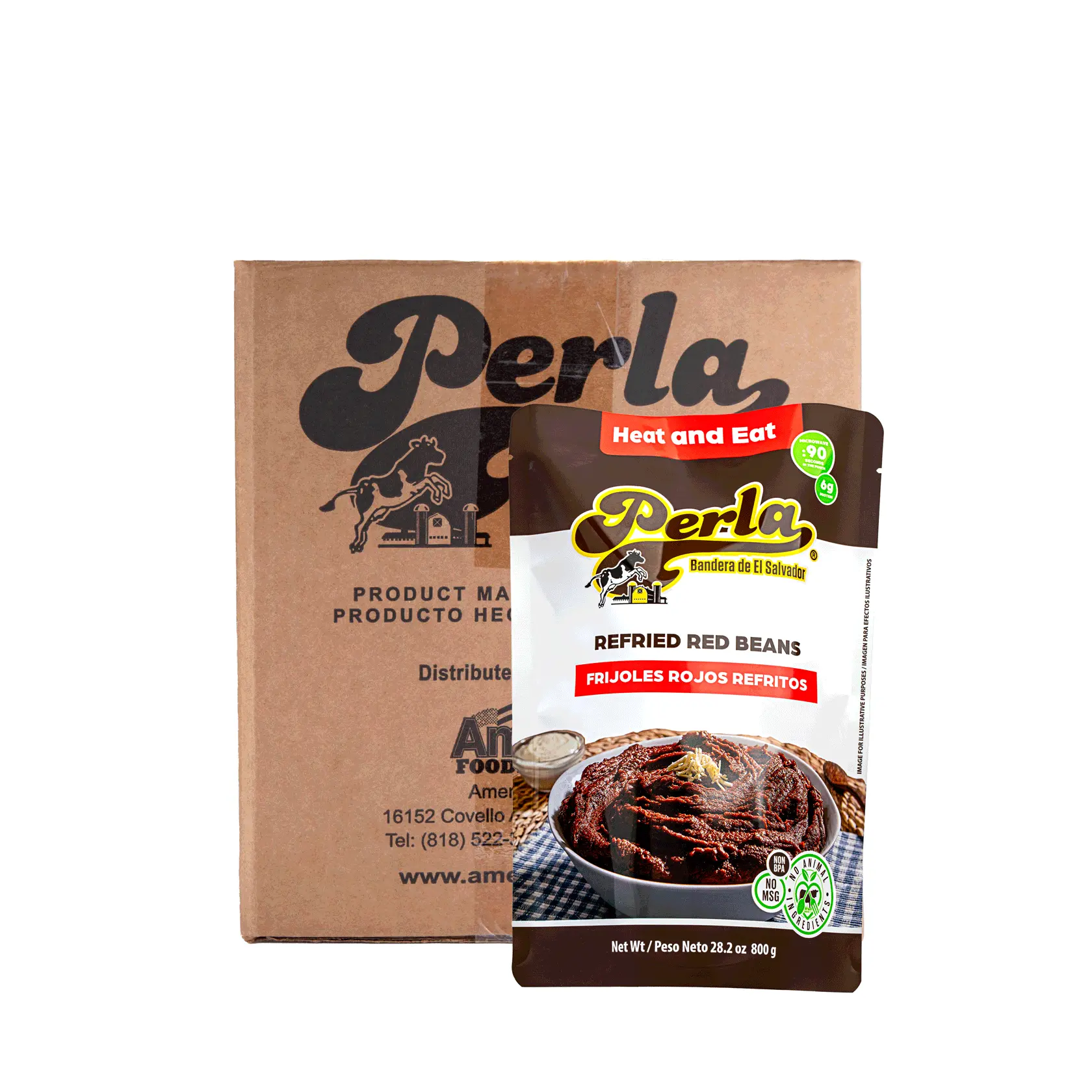 Perla Traditional Refried Red Beans (Frijoles Rojos Refritos) - 28.2 oz, Protein-Packed, Flavorful Real Food, Case of 12, No Animal Ingredients