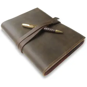 Leather Bound Journal for Men and Women,   Set with Refillable Journal and Stylish Pen,  Notebook, Sketchbook, Planner and Diary (240 Plain Page Notepad) (8.8x6.5")