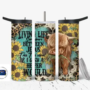 Living Life Highland Cow Tumbler