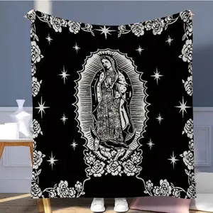 Our Lady Of Guadalupe Pattern Tapestry, 1 Count Soft Warm Throw Blanket, Air-conditioned Room Decoration Blanket for Sofa, Office, Camping, Home, Durable Decorative Tapestry
