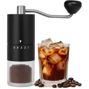 Manual Coffee  With Ceramics Burr For Espresso, Press,5 Adjustable Settings,Hand Maker with Built-In Burr,For  Use and Camping Travel,Coffee Bean Grinders With Hand Crank (Black)
